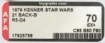 "STAR WARS - R5-D4" 21 BACK-B AFA 70 EX+.