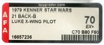 "STAR WARS - LUKE SKYWALKER (X-WING PILOT)" 21 BACK-B AFA 70 EX+.