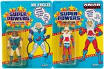 SUPER POWERS ORION AND MR. FREEZE ACTION FIGURE PAIR ON CARDS.