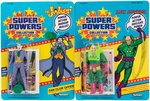 SUPER POWERS LEX LUTHOR AND JOKER ACTION FIGURE PAIR ON CARDS.