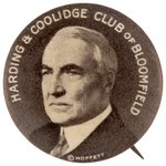 "HARDING & COOLIDGE CLUB OF BLOOMFIELD" RARE UNLISTED NEW JERSEY BUTTON.