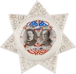 TAFT & SHERMAN OUTSTANDING SEVEN POINT STAR JUGATE DOMED GLASS PAPERWEIGHT.