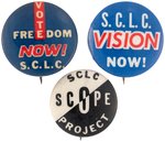 TRIO OF MARTIN LUTHER KING SCLC BUTTONS INCLUDING "FREEDOM NOW."