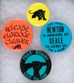FOUR BLACK PANTHER PARTY BUTTONS INCLUDING "RELEASE ELDRIDGE CLEAVER."