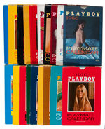 "PLAYBOY PLAYMATE" 1959-1979 SET OF 21 CONSECUTIVE CALENDARS WITH ENVELOPES.