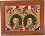 HARRISON AND WASHINGTON 1889 TEXTILE 100TH ANNIVERSARY OF FIRST INAUGURATION.