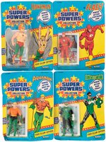 "SUPER POWERS COLLECTION - FLASH, GREEN LANTERN, HAWKMAN & AQUAMAN" CARDED ACTION FIGURES.