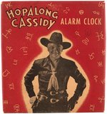 "HOPALONG CASSIDY ALARM CLOCK" HIGH GRADE BOXED EXAMPLE.