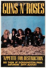 GUNS N' ROSES "APPETITE FOR DESTRUCTION" 1988 MONSTERS OF ROCK CONCERT POSTER.