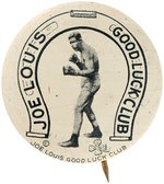 "JOE LOUIS GOOD LUCK CLUB" BUTTON.