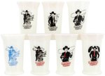 "HOPALONG CASSIDY BREAKFAST/LUNCH/DINNER/SNACK MILK" MILK GLASS GLASSES LOT.