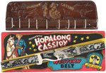 HOPALONG CASSIDY CLOTHES CORRAL ,TIE RACK & CARDED BELT.