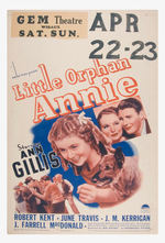 “ADOLPH ZUKOR PRESENTS LITTLE ORPHAN ANNIE” MOVIE WINDOW CARD.