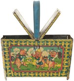 DISNEY'S THREE LITTLE PIGS UNAUTHORIZED TIN PICNIC BASKET NOVELTY.