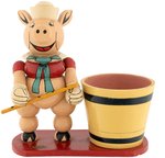 DISNEY'S THREE LITTLE PIGS - FIFER PIG SPANISH WOODEN FIGURE.