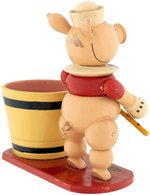 DISNEY'S THREE LITTLE PIGS - FIFER PIG SPANISH WOODEN FIGURE.