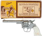 "ROY ROGERS SHOOTIN' IRON" BOXED KILGORE CAP GUN (RARE LONG BARREL VERSION).