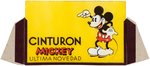 "CINTURON MICKEY" MOUSE SPANISH GLASS SIGN ADVERTISING BELTS.
