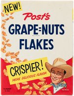 ROY ROGERS POST'S CEREALS PAIR - SEALED "POST'S GRAPE=NUTS FLAKES" BOX & FACTORY VISIT BADGE.