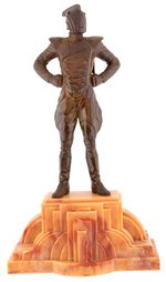 "THE ROCKETEER" BRONZE STATUE ON DECO BASE BY KENT MELTON.