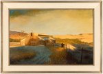 "FARM AMID THE DUNES" FRAMED PAINTING BY EDWARD RUNCI.