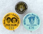 MGM RELATED PROMO BUTTON TRIO FEATURING LEO, MICKEY ROONEY & JUDY GARLAND.