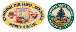 PAIR OF CHOICE COLOR BUTTONS FOR NEW HAMPSHIRE AND VERMONT STATE GRANGE FROM HAKE COLLECTION.