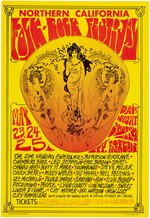 JIMI HENDRIX, JEFFERSON AIRPLANE, LED ZEPPELIN NORTHERN CALIFORNIA FOLK ROCK FESTIVAL CONCERT POSTER