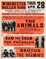THE ANIMALS 1966 WINCHESTER VIRGINIA CARDBOARD CONCERT POSTER.