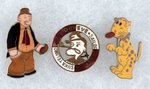 POPEYE & FRIENDS ENAMEL PIN LOT INCLUDING TWO ON WHEATENA CARDS.