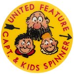 RARE "UNITED FEATURE - CAPT. & KIDS SPINNER" COMIC BOOK PREMIUM GOOD LUCK SPINNER.