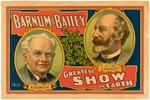 "BARNUM & BAILEY - GREATEST SHOW ON EARTH" LINEN-MOUNTED 1908 CIRCUS POSTER.