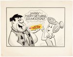 "THE FLINTSTONES CARE-FREE PEPPERMINT GUM" PRESENTATION ORIGINAL ART BY DON PATTERSON.