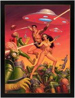 "WARLORD OF MARS ATTACKS" #2 FRAMED COMIC BOOK COVER ORIGINAL ART BY GREG HILDEBRANDT.