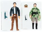 "STAR WARS" - HAN SOLO (BESPIN) AND LEIA (PONCHO) W/GRADED COIN AFA LOOSE ACTION FIGURE PAIR.