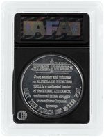 "STAR WARS" - HAN SOLO (BESPIN) AND LEIA (PONCHO) W/GRADED COIN AFA LOOSE ACTION FIGURE PAIR.