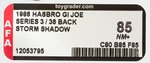 "G.I. JOE - A REAL AMERICAN HERO" STORM SHADOW SERIES 3/36 BACK AFA 85 NM+.