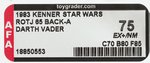 "STAR WARS: RETURN OF THE JEDI - DARTH VADER" 65 BACK-A AFA 75 EX+/NM.