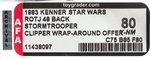 "STAR WARS: RETURN OF THE JEDI - STORMTROOPER" 48 BACK WITH CLIPPER WRAPAROUND STICKER AFA 80 Y-NM.