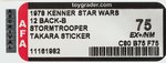 "STAR WARS - STORMTROOPER" TAKARA 12 BACK-B AFA 75 EX+/NM.