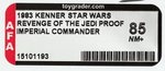 "STAR WARS: REVENGE OF THE JEDI - IMPERIAL COMMANDER" PROOF CARD AFA 85 NM+.