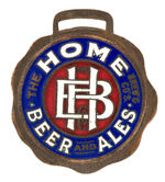 HOME BEER AND ALES ENAMEL/METAL WATCH FOB.