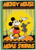 "MICKEY MOUSE MOVIE STORIES" HIGH GRADE HARDCOVER BOOK WITH DUST JACKET & SLIP BAND.