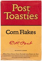 MICKEY MOUSE "POST TOASTIES CORN FLAKES" CEREAL BOX WITH CUT-OUTS & NEWSPAPER AD.