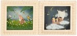 "WYNKEN, BLYNKEN AND NOD" & "THUMPER AND BUTTERFLIES" COURVOISIER MULTIPLANE PAINTING PAIR.