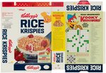 KELLOGG'S "RICE KRISPIES" FILE COPY CEREAL BOX FLAT PAIR WITH WOODY WOODPECKER OFFERS.