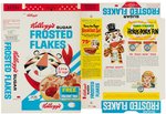 KELLOGG'S "FROSTED FLAKES" FILE COPY CEREAL BOX FLAT PAIR WITH BOAT & MAGIC TRICKS OFFERS.