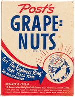 POST'S "GRAPE=NUTS" CEREAL BOX WITH "FIREBALL TWIGG EXPLORER'S RING" & INSTRUCTION FOLDER.