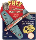 "EARL ORTMAN'S MODEL PLANES" ALLSWEET OLEOMARGARINE PREMIUM STORE DISPLAY & AIRPLANE PAIR.