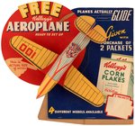 "KELLOGG'S CORN FLAKES" PREMIUM STORE DISPLAY & AIRPLANE MODEL TRIO.